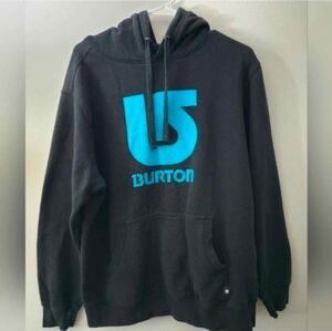 Burton Men’s Hoodie – Size M – Black Pullover – Turquoise Logo Snow Style